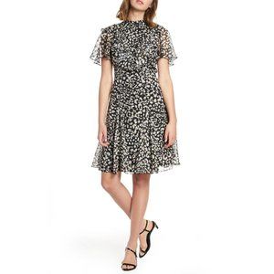 Eliza J Ruffled Fit & Flare Dress Animal Print